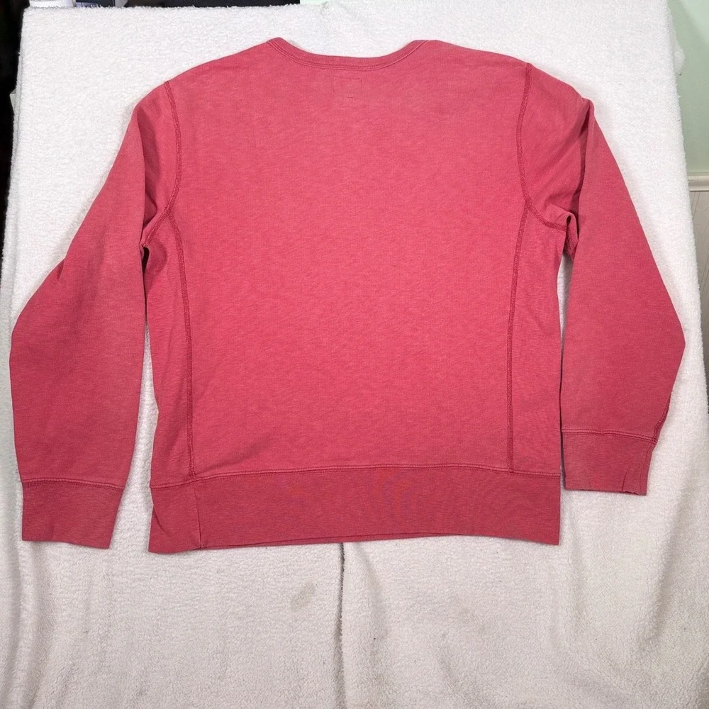J.Crew Vintage Fleece Crewneck Sweatshirt V-Stitch Men's L Faded Red Coral